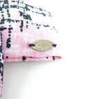 Chanel Collection CC Logo Tweed Print Silk Ribbon Barrette Pink Hair Accessory — view 7