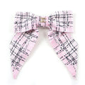 Chanel Collection CC Logo Tweed Print Silk Ribbon Barrette Pink Hair Accessory