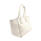Prada Handbag White Leather Triangle Logo 2-Way Tote — view 2