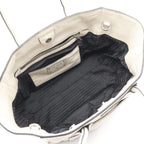 Prada Handbag White Leather Triangle Logo 2-Way Tote — view 3
