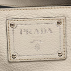 Prada Handbag White Leather Triangle Logo 2-Way Tote — view 4
