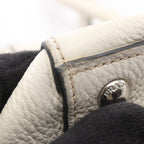 Prada Handbag White Leather Triangle Logo 2-Way Tote — view 7