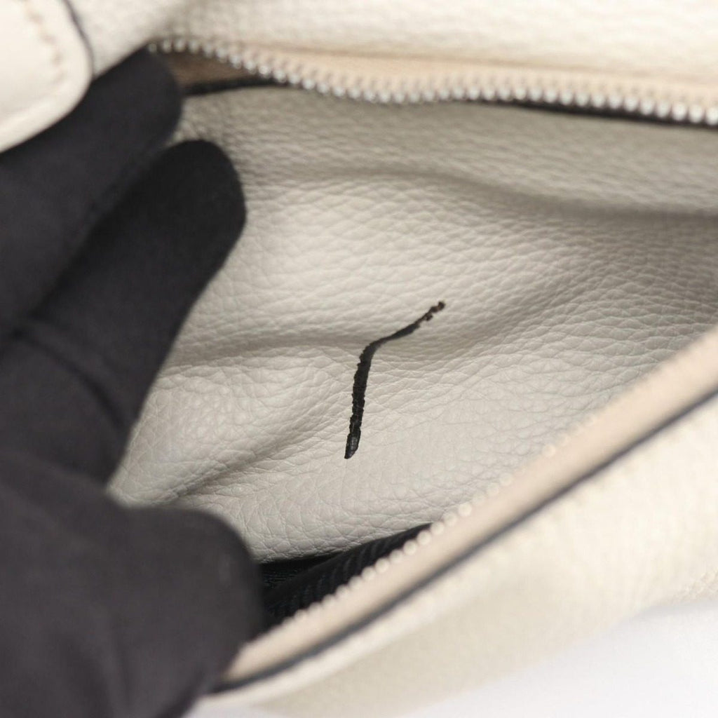Prada Handbag White Leather Triangle Logo 2-Way Tote — view 9