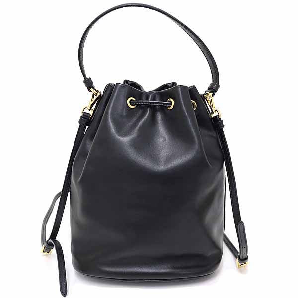 Prada Duet Bucket Bag 2-Way Shoulder Drawstring Soft Calf Saffiano Leather Nero — view 2