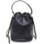 Prada Duet Bucket Bag 2-Way Shoulder Drawstring Soft Calf Saffiano Leather Nero — view 2