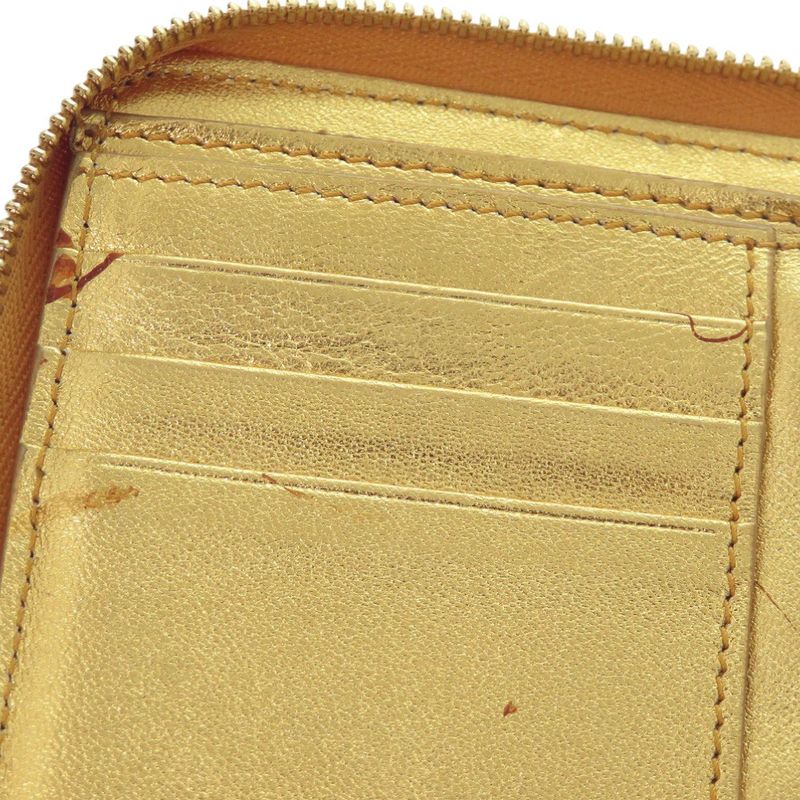 Celine Round Zipper Leather Gold Yellow Bifold Wallet 0472 — view 6