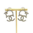 Chanel Earrings Gold Coco Mark Flower Rhinestone — view 7