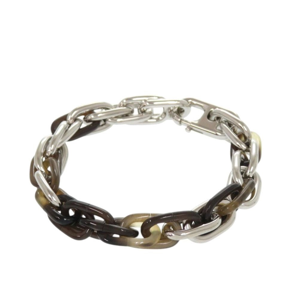 Hermes Amarage Bracelet Buffalo Horn Metal Brown Silver-brown