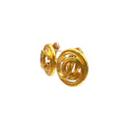 Chanel CC Logo Watermark Round Gold Plated Earrings — view 2