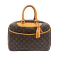 Louis Vuitton Deauville Bowling Vanity Monogram Leather Brown Handbag Gold
