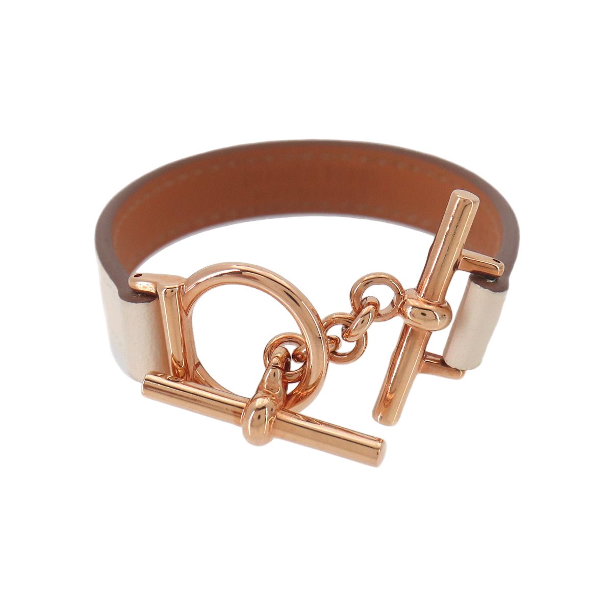 Hermes Croisier Simple Tour Bracelet Swift Nata T2 Rose Gold