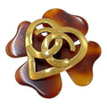 Chanel Brooch 95 P Coco Mark Clover Gold Vintage