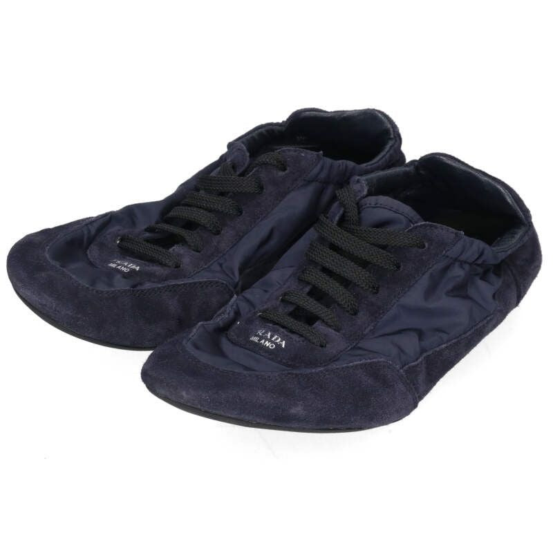 Prada 25 SS 1 E959 N Re-Nylon Suede Sneakers 35