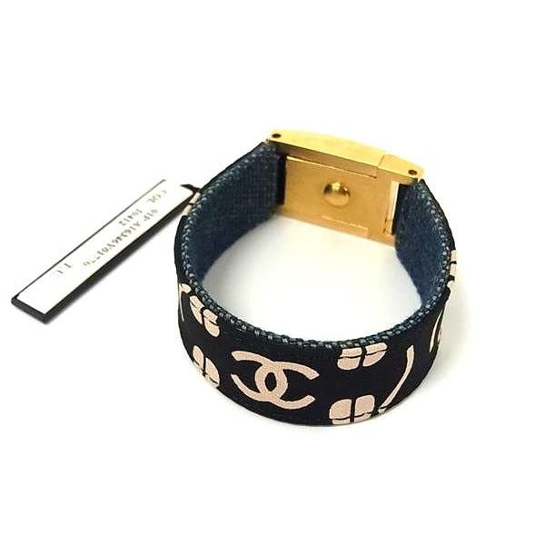 Chanel Coco Mark Canvas Bracelet Accessories Black And Pink Beige — view 2