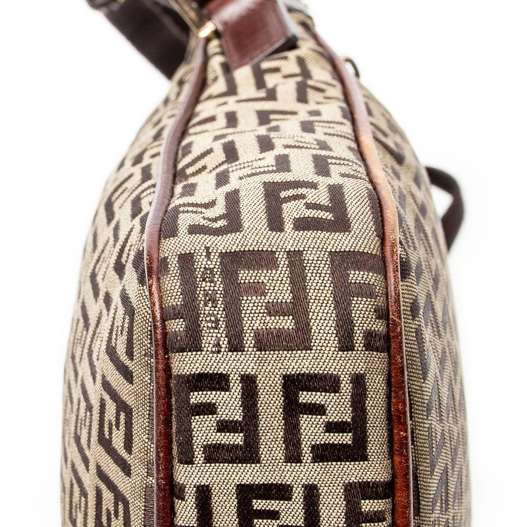 Fendi Zip Messenger Crossbody Brown Zucchino Canvas — view 8