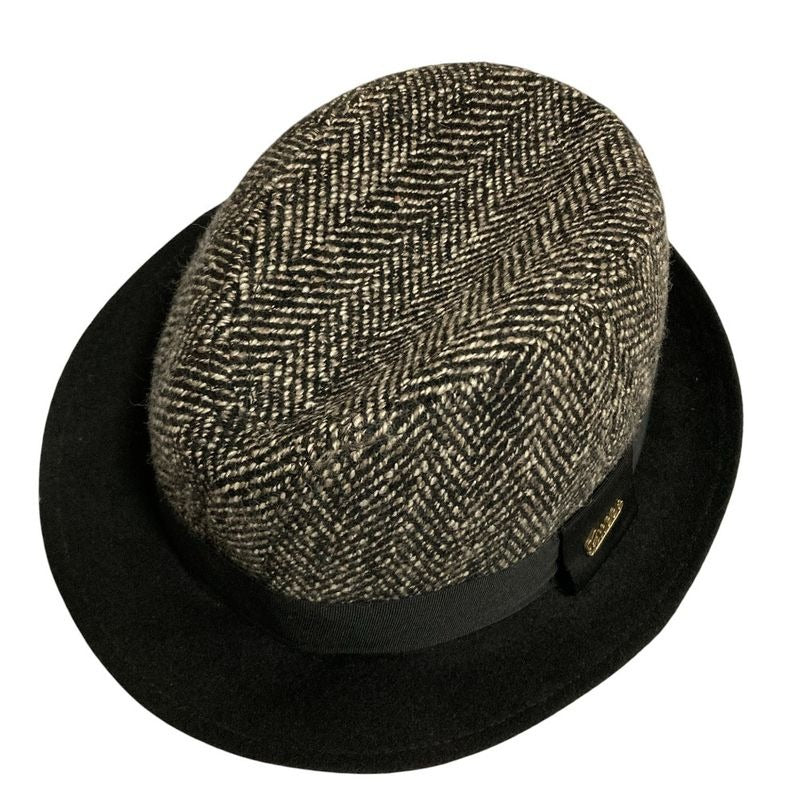 Gucci Herringbone Tweed Hat M Size Black