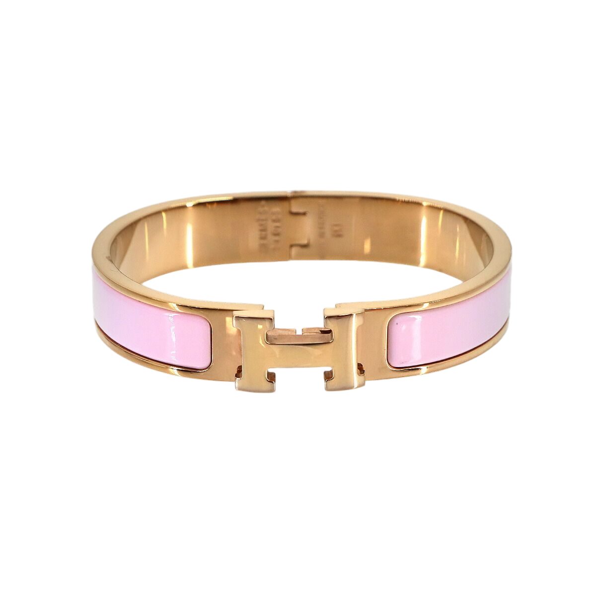 Hermes Clic H PM Bangle Pink Rose Gold Bracelet