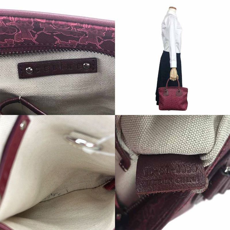 Celine Handbag Leather Bordeaux Pink Horse-drawn Carriage For Everyday Use — view 6