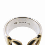Hermes 18K Yellow Gold Silver 925 Diamond Ring 18KG 750 — view 6