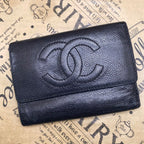 Chanel Trifold Wallet CC Logo Lambskin Black Card Billfold — view 3