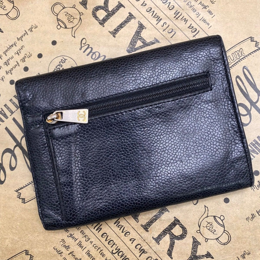 Chanel Trifold Wallet CC Logo Lambskin Black Card Billfold — view 4
