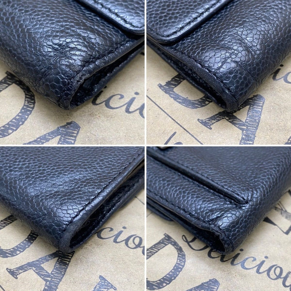 Chanel Trifold Wallet CC Logo Lambskin Black Card Billfold — view 8
