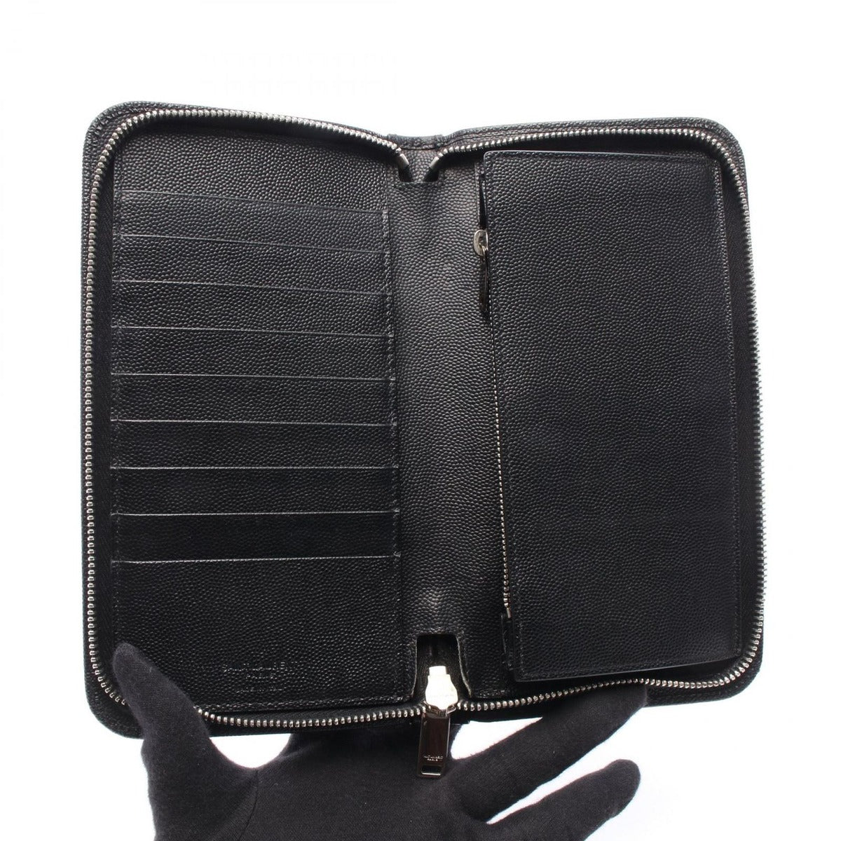 Saint Laurent Paris Round Wallet Black Leather — view 3