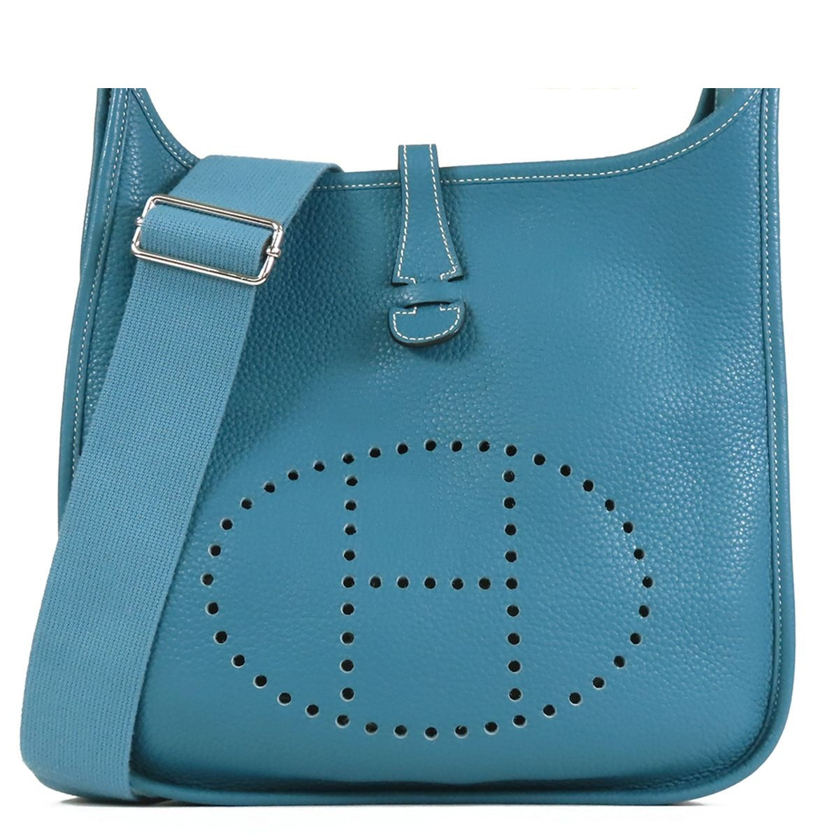 Hermes Evelyne 3 PM Blue Gene Silver Taurillon Shoulder Bag