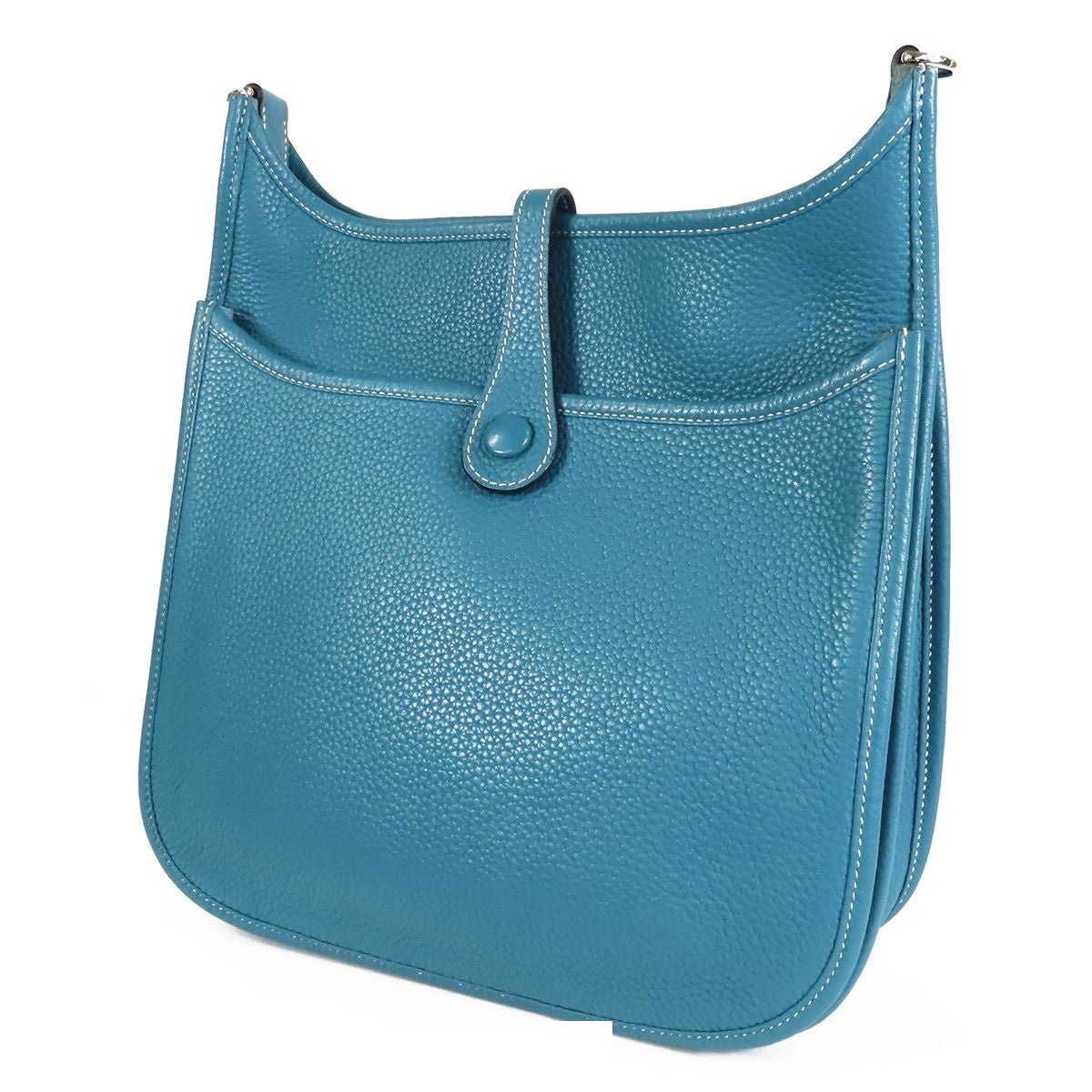 Hermes Evelyne 3 PM Blue Gene Silver Taurillon Shoulder Bag — view 2