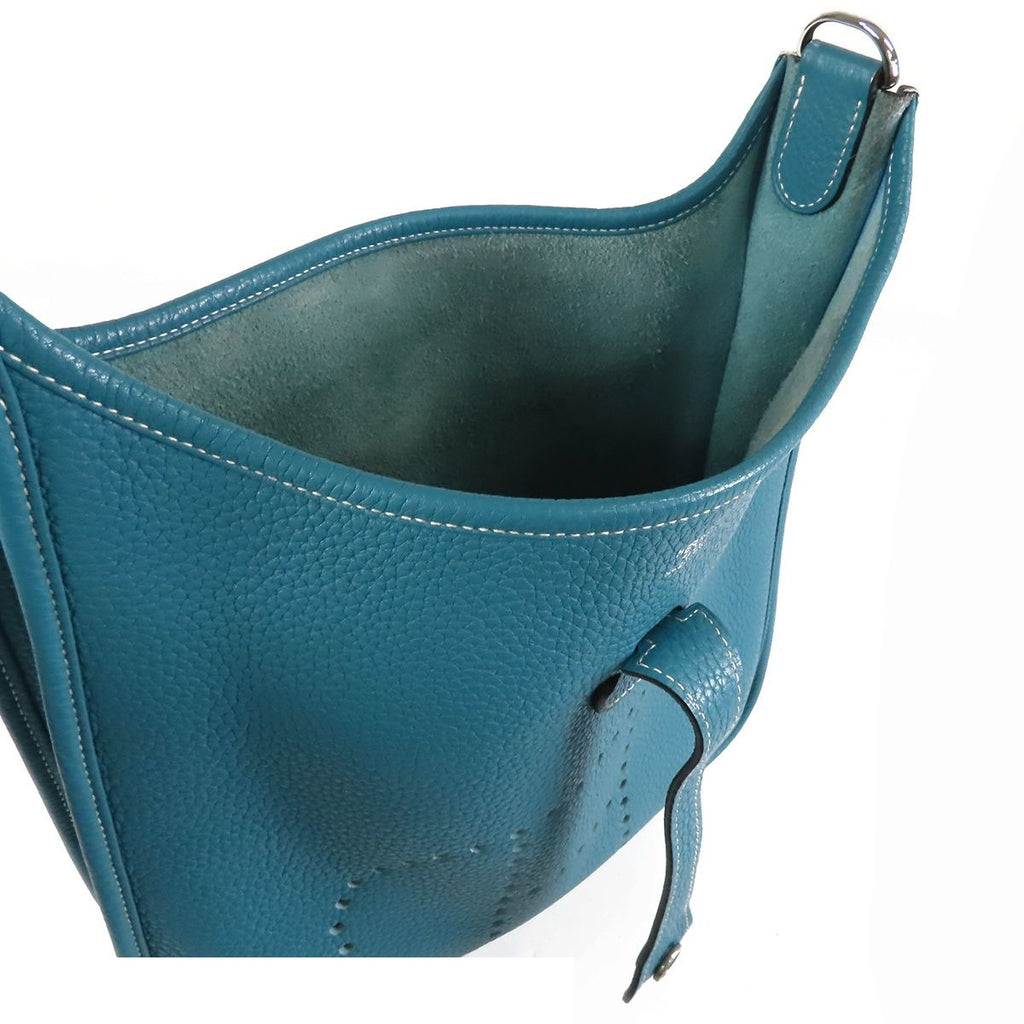 Hermes Evelyne 3 PM Blue Gene Silver Taurillon Shoulder Bag — view 5