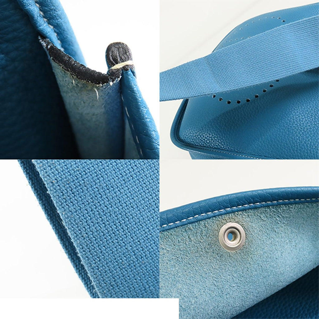 Hermes Evelyne 3 PM Blue Gene Silver Taurillon Shoulder Bag — view 7