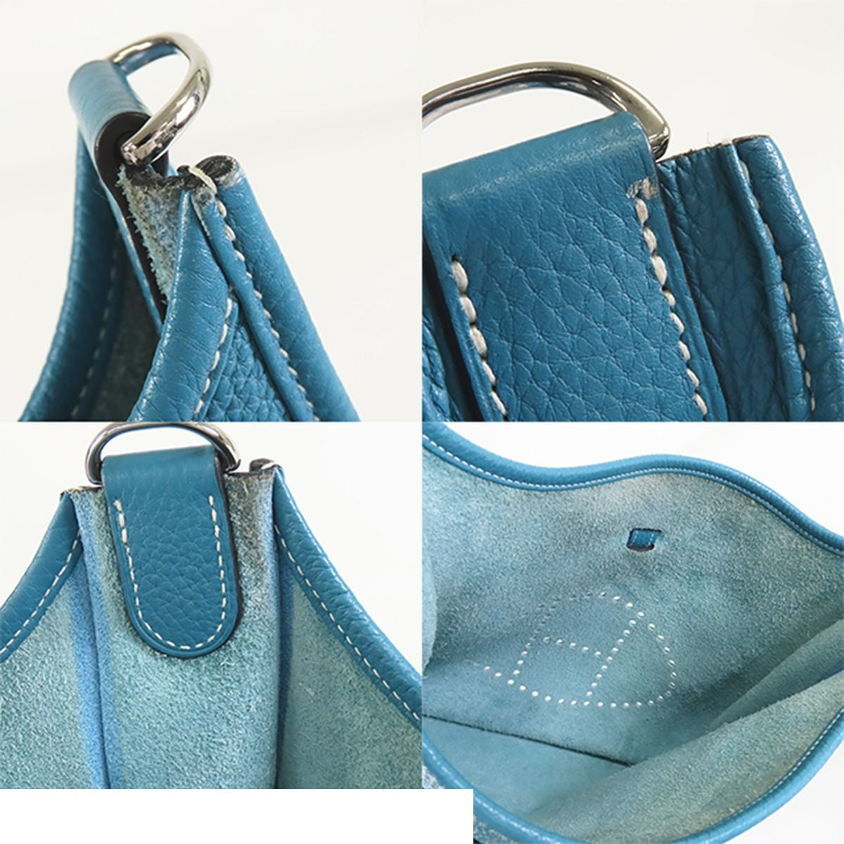 Hermes Evelyne 3 PM Blue Gene Silver Taurillon Shoulder Bag — view 8