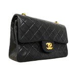 Chanel Shoulder Bag Quilted Lambskin Black Gold — view 2