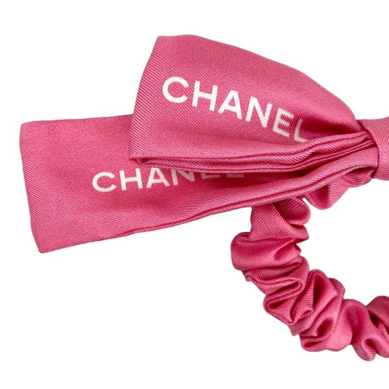 Chanel Aa9064 Logo Silk Ribbon Chou Pink Hair Accessory — view 4