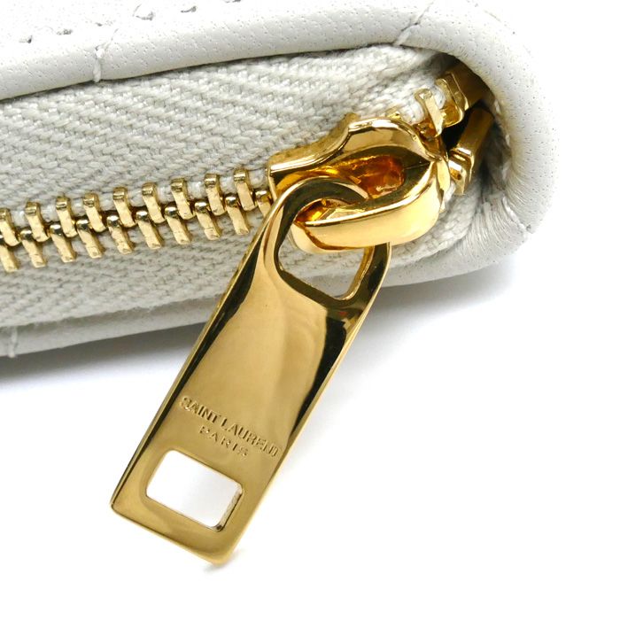 Saint Laurent Paris Cassandra Matelasse Coin Case Ivory — view 4