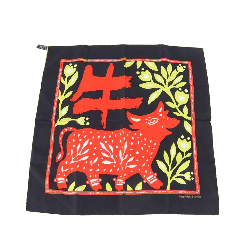 Hermes Tag Carre Zodiac Limited Ox Year Silk Animal Scarf