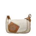 Loewe Anagram Studded Crossbody Shoulder Bag White Beige Canvas Leather