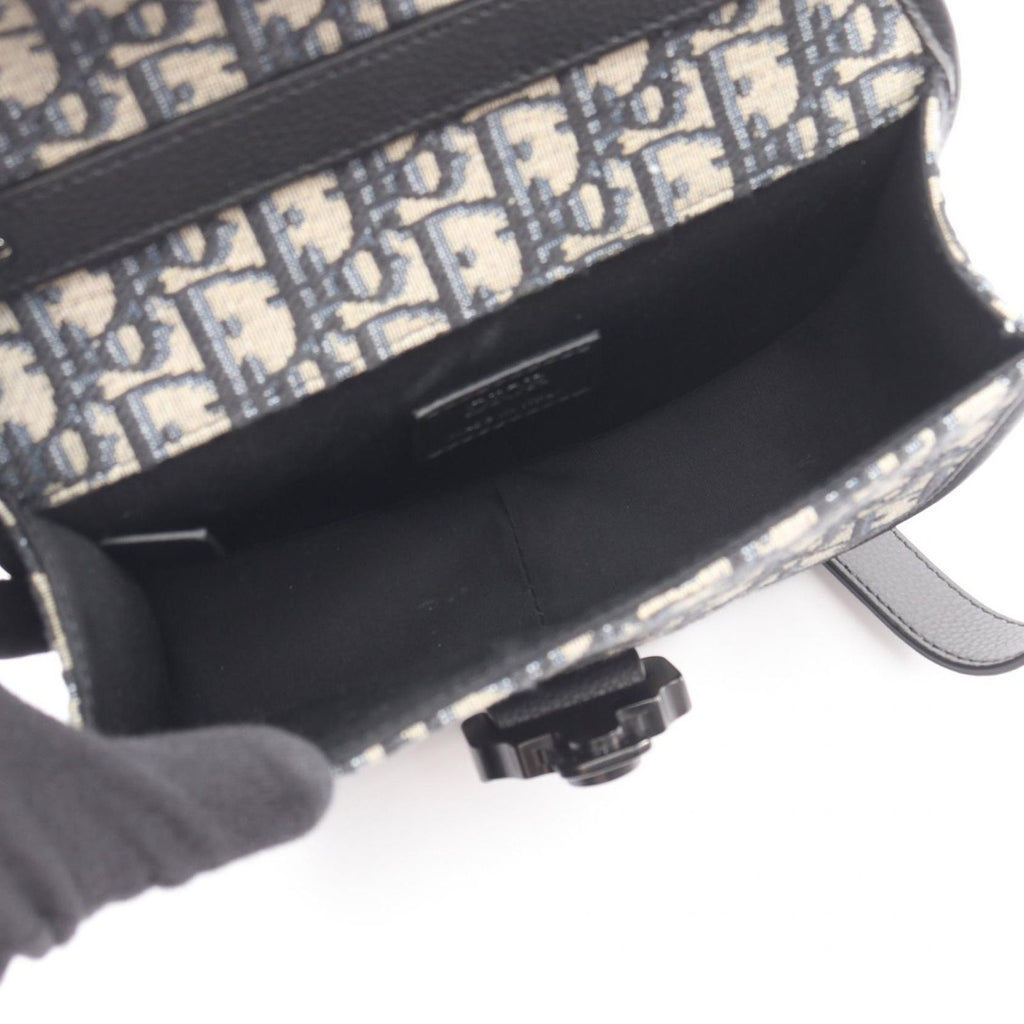 Dior Shoulder Bag Gallop Navy Canvas Leather Beige Black Blue — view 3