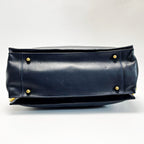 Loewe Anagram Flamenco 30 Navy Blue Stitch Tote Bag Gold Hardware — view 2