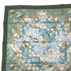 Hermes Carre 90 Silk Scarf Sous les Oranges Under the Orange Tree Green — view 2