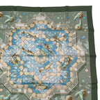 Hermes Carre 90 Silk Scarf Sous les Oranges Under the Orange Tree Green — view 3