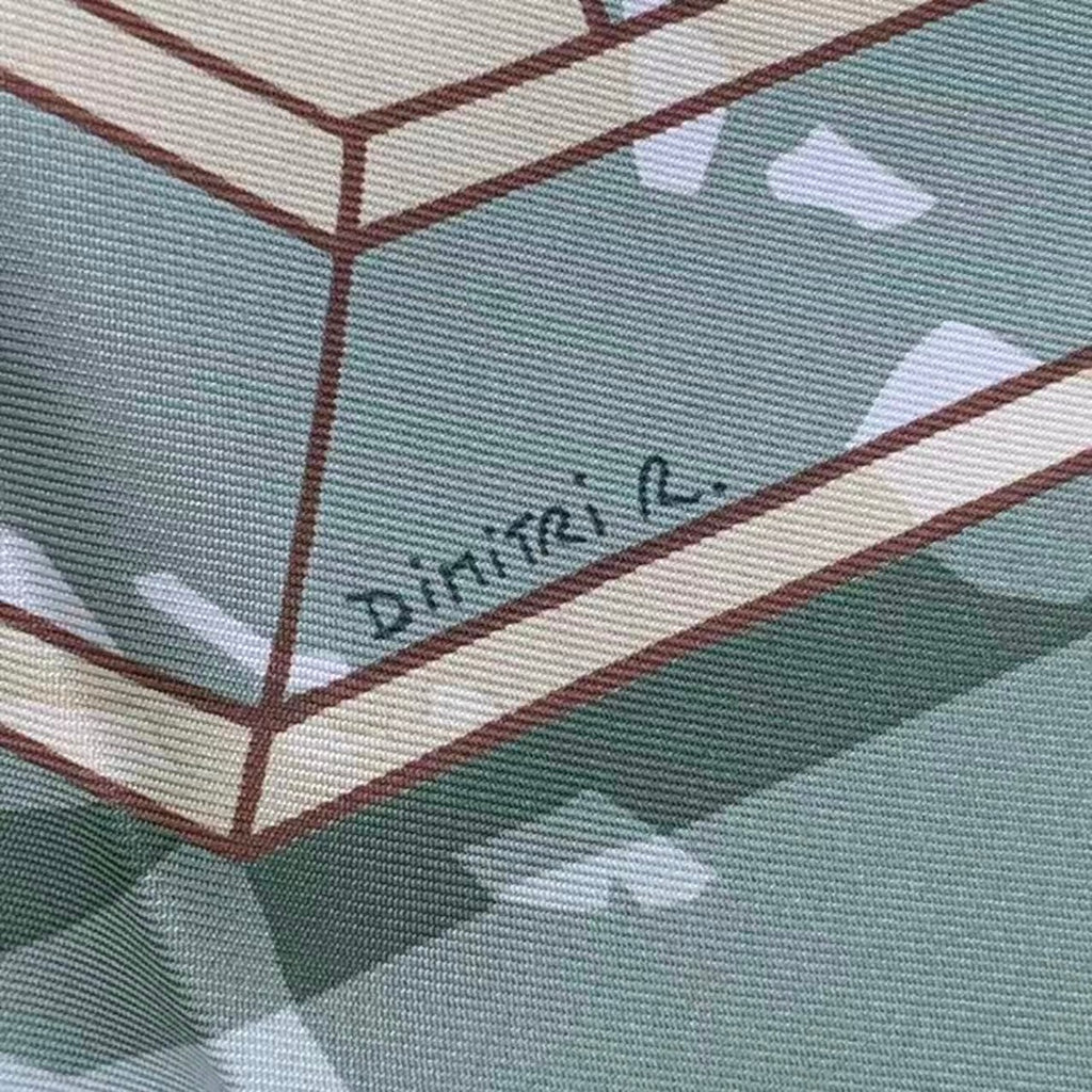Hermes Carre 90 Silk Scarf Sous les Oranges Under the Orange Tree Green — view 7