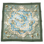 Hermes Carre 90 Silk Scarf Sous les Oranges Under the Orange Tree Green