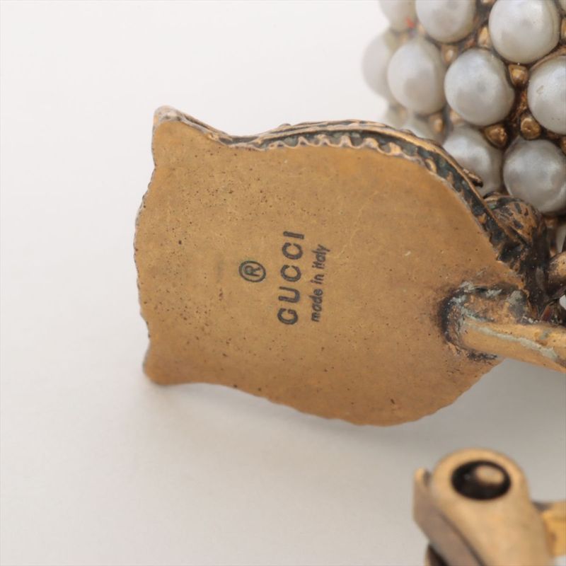 Gucci Taiga Head Earrings in GP and Faux Pearl — view 7