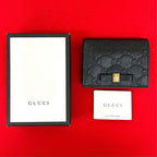 Gucci Guccissima GG Logo Ribbon Motif Leather Card Case