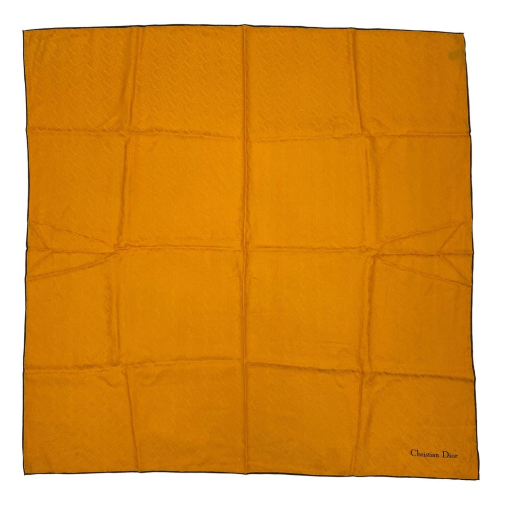 Dior Christian Scarf Silk Logo Trotter Pattern All Over Yellow