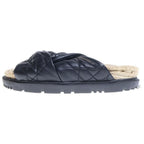 Dior Dtwist Cannage Lambskin Mule Logo Leather Sandals Black Beige
