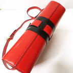 Celine Shoulder Bag Ribbon Hardware Red Black Bicolor Leather — view 6
