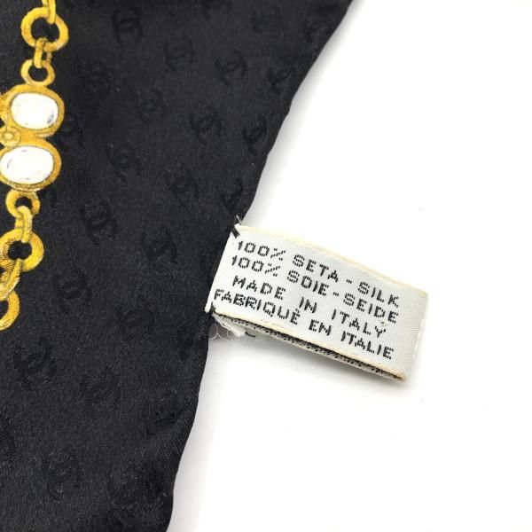 Chanel Gripoix Pattern CC Logo Scarf Silk 100% Black — view 6