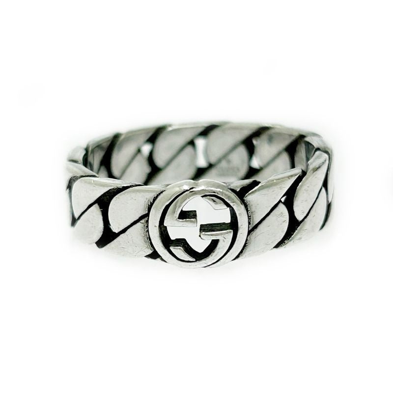 Gucci Silver Interlocking G Chain Ring 5.1 925 Engraved — view 2